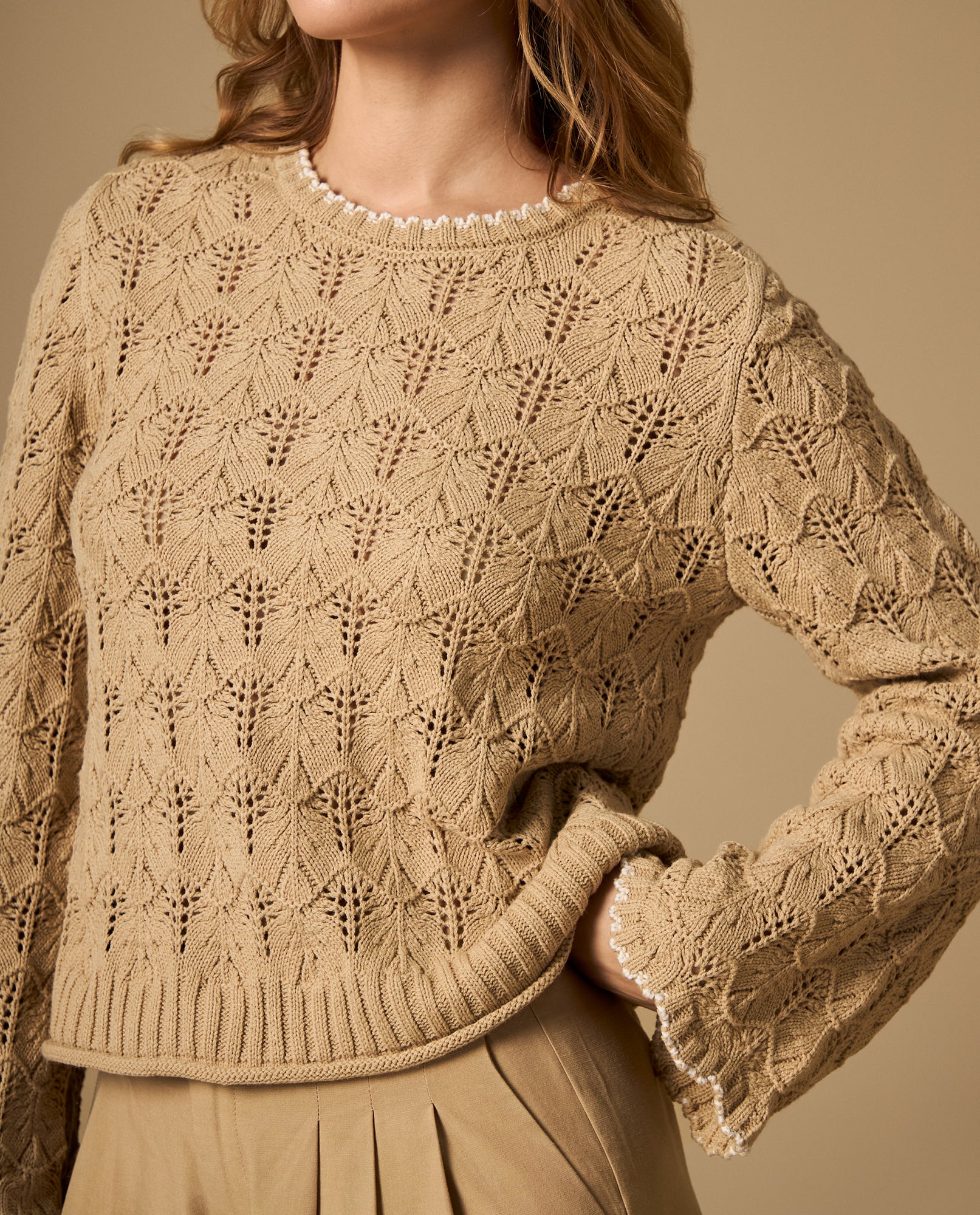 Chaleco tejido con cuello media perilla - Beige 34_662H226_BEI130607_3
