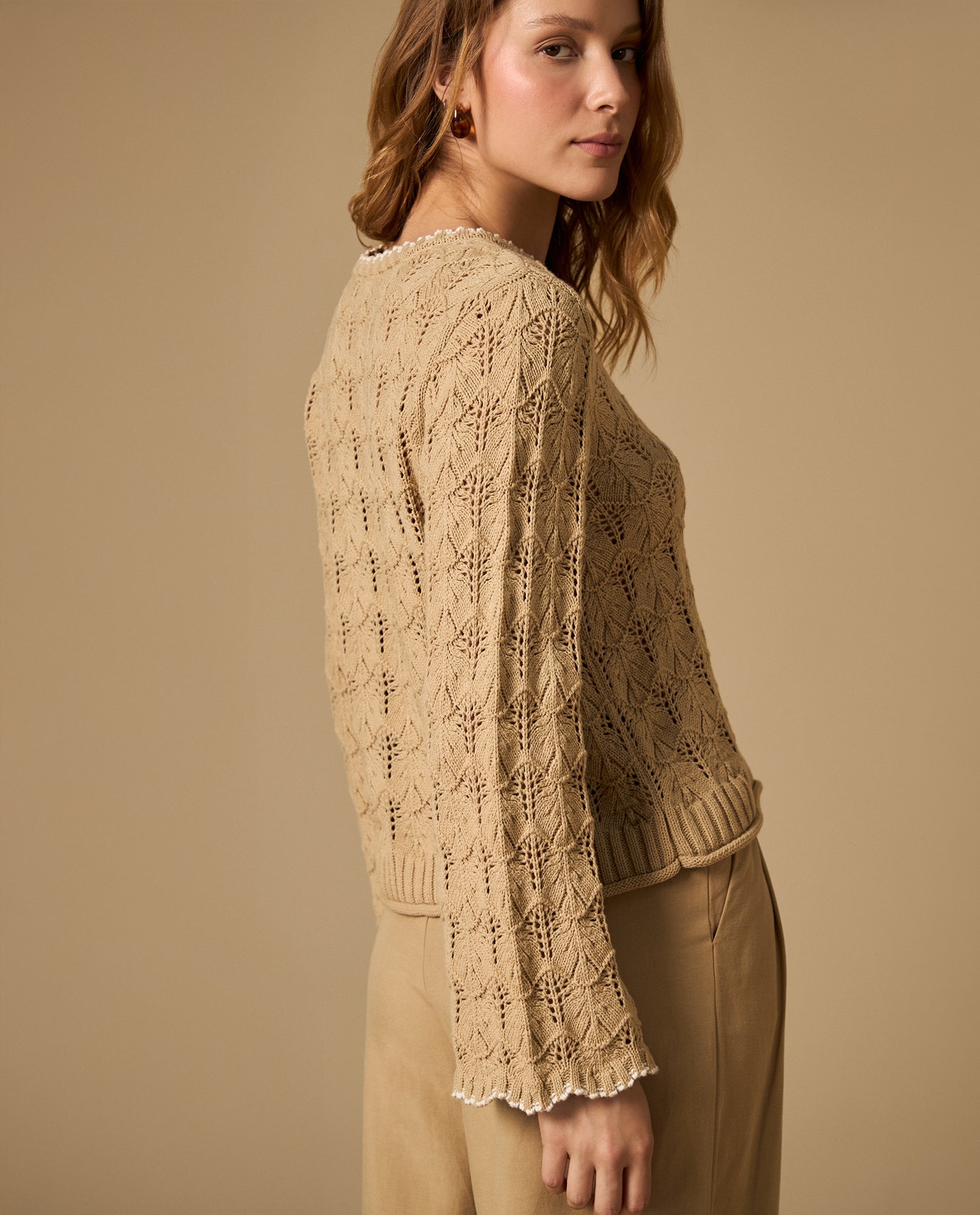 Chaleco tejido con cuello media perilla - Beige 34_662H226_BEI130607_5