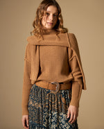 Suéter tejido cuello tortuga tipo chaleco - Beige