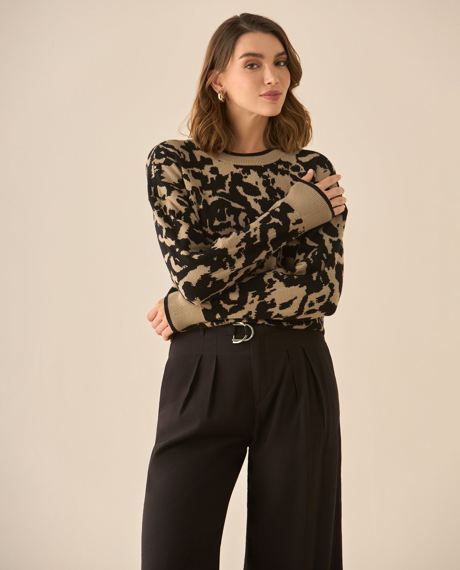 Tejido cuello redondo para mujer  - Negro