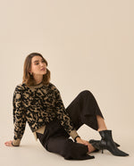 Tejido cuello redondo para mujer  - Negro