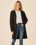 Cárdigan tejido de diseño abierto para mujer - Negro