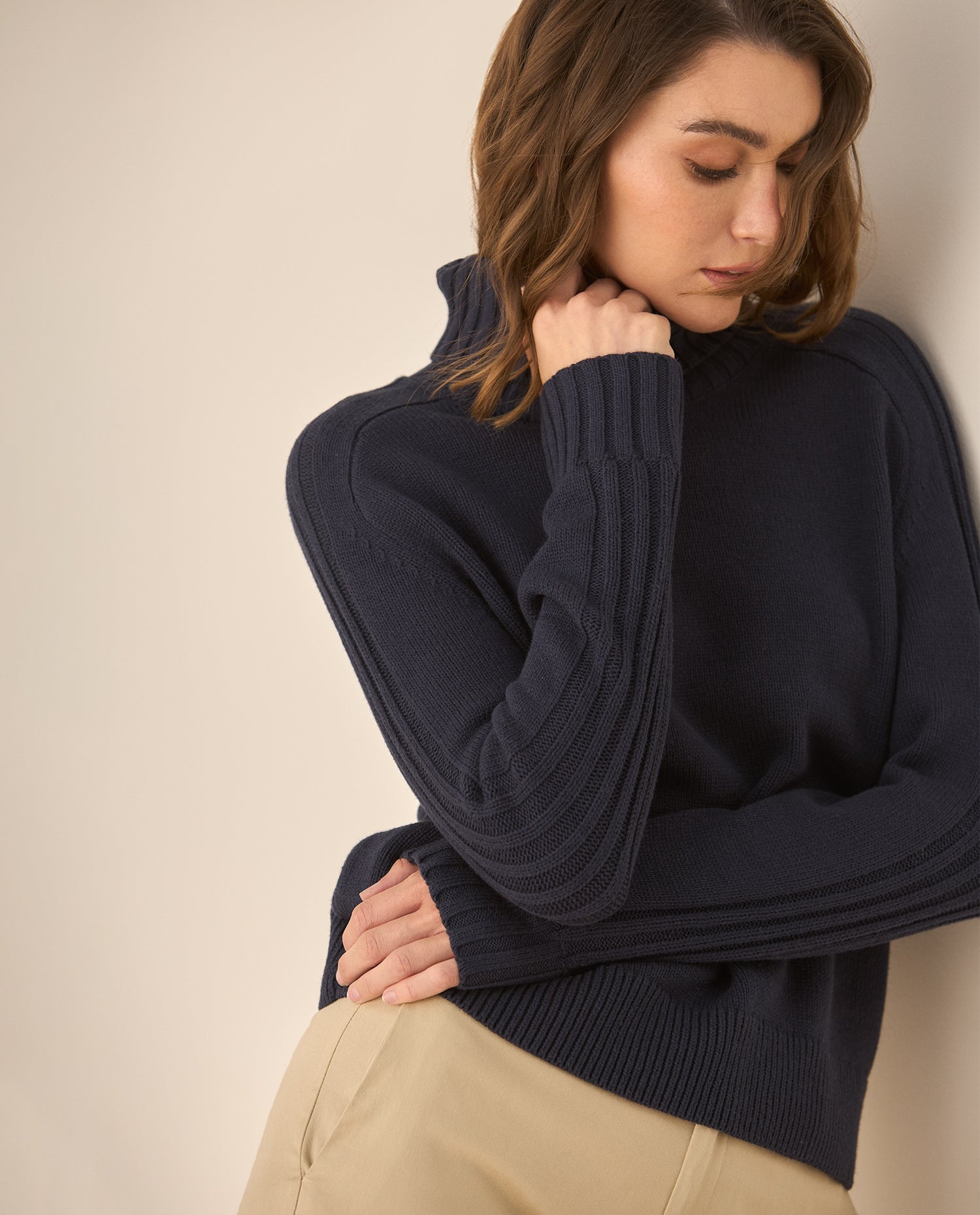 Buzo de cuello alto para mujer  - Azul