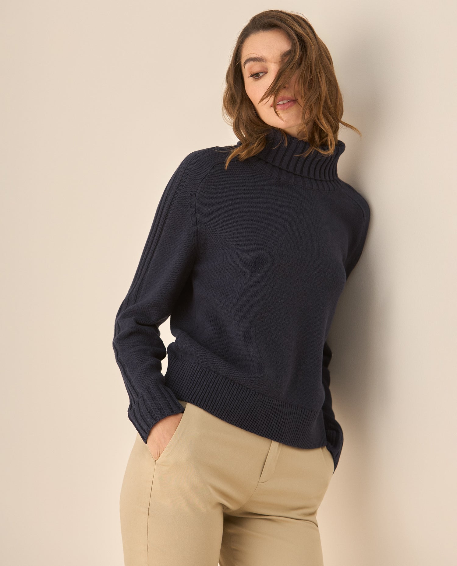 Buzo de cuello alto para mujer  - Azul