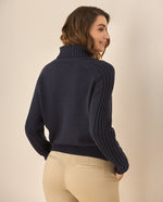 Buzo de cuello alto para mujer  - Azul