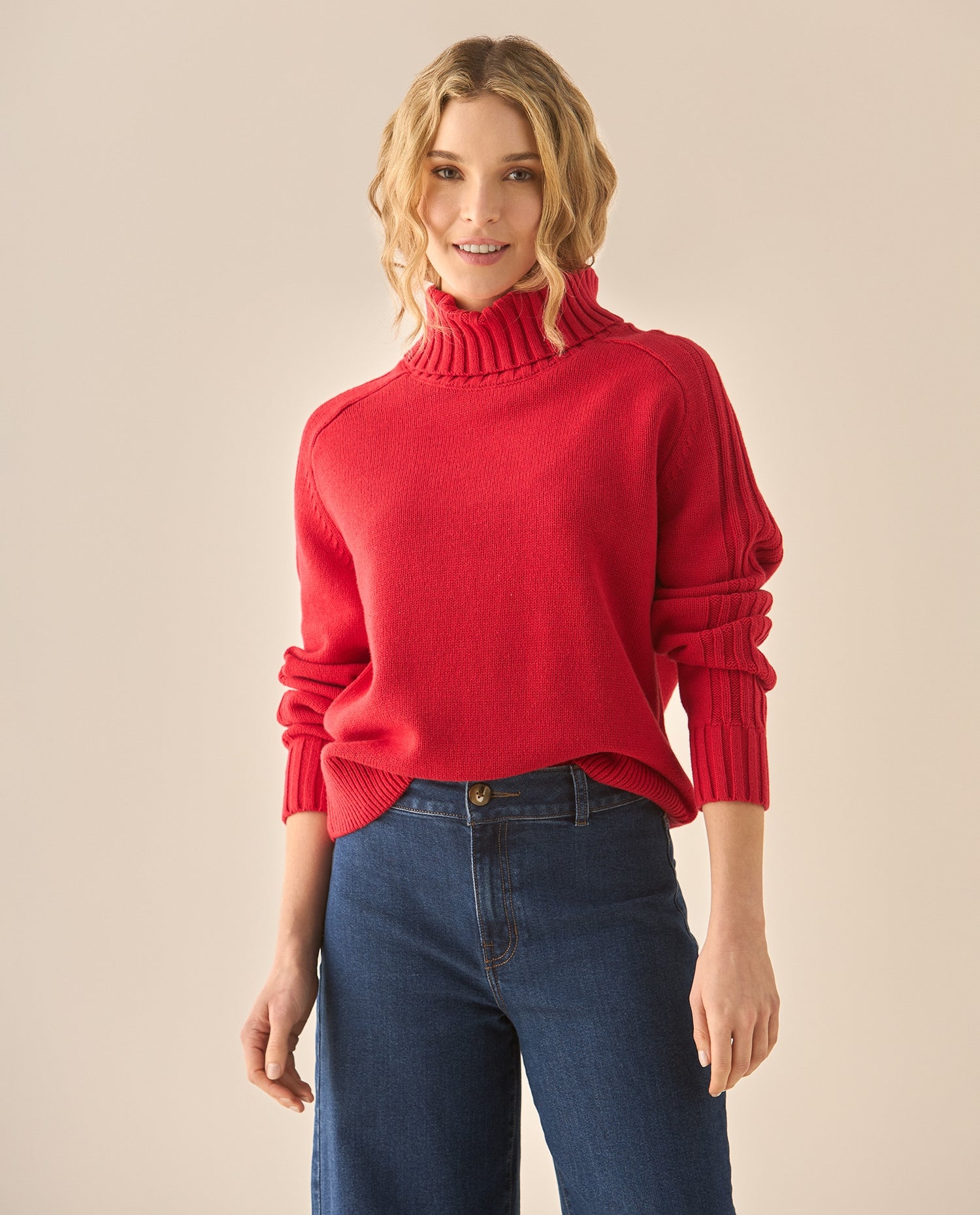 Buzo de cuello alto para mujer  - Rojo