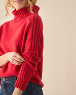 Buzo de cuello alto para mujer  - Rojo