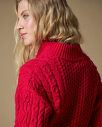 Suéter tejido cuello alto - Rojo