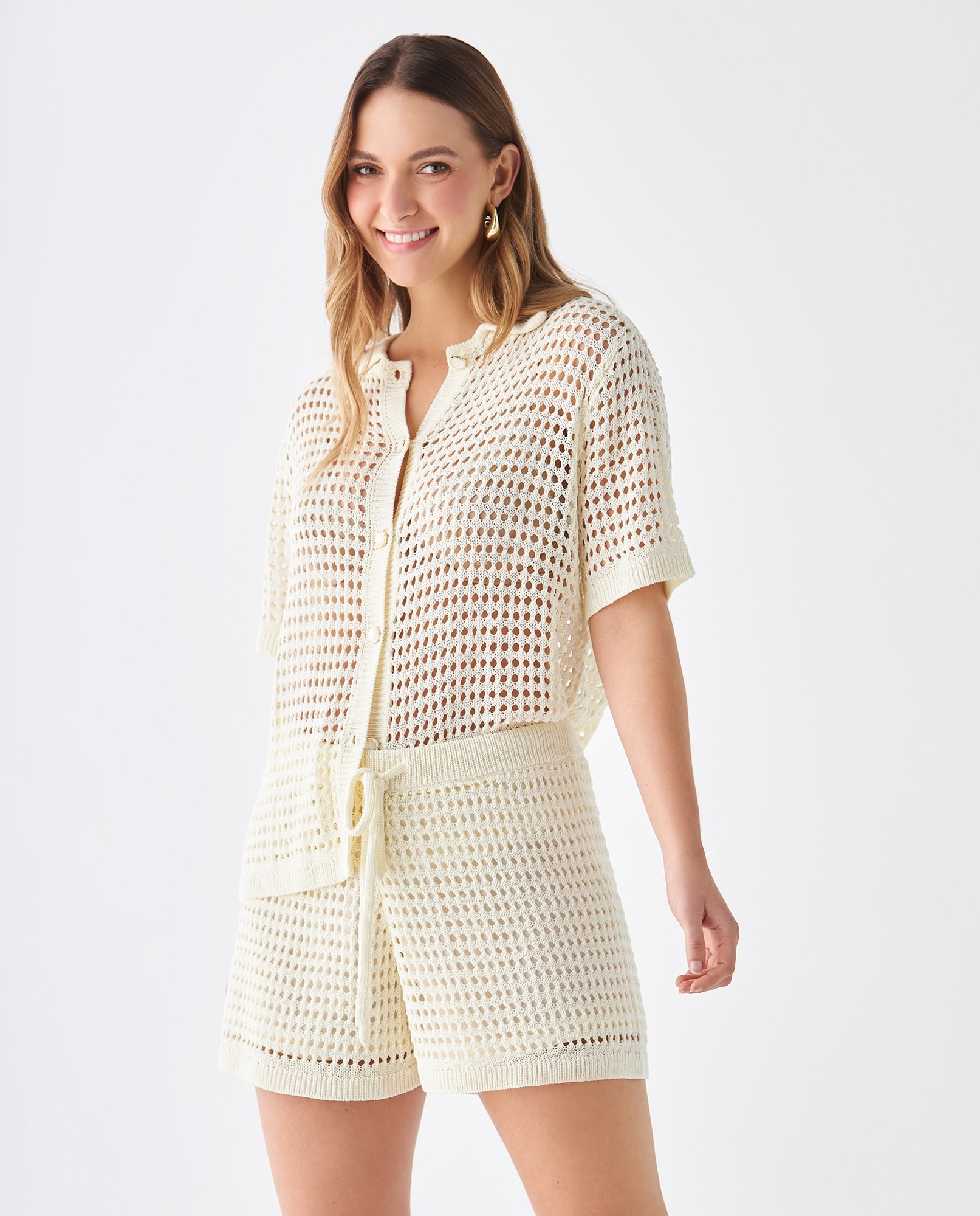Camisa de tejido amplio para mujer - Crudo 34_669F200_CRU111001_0