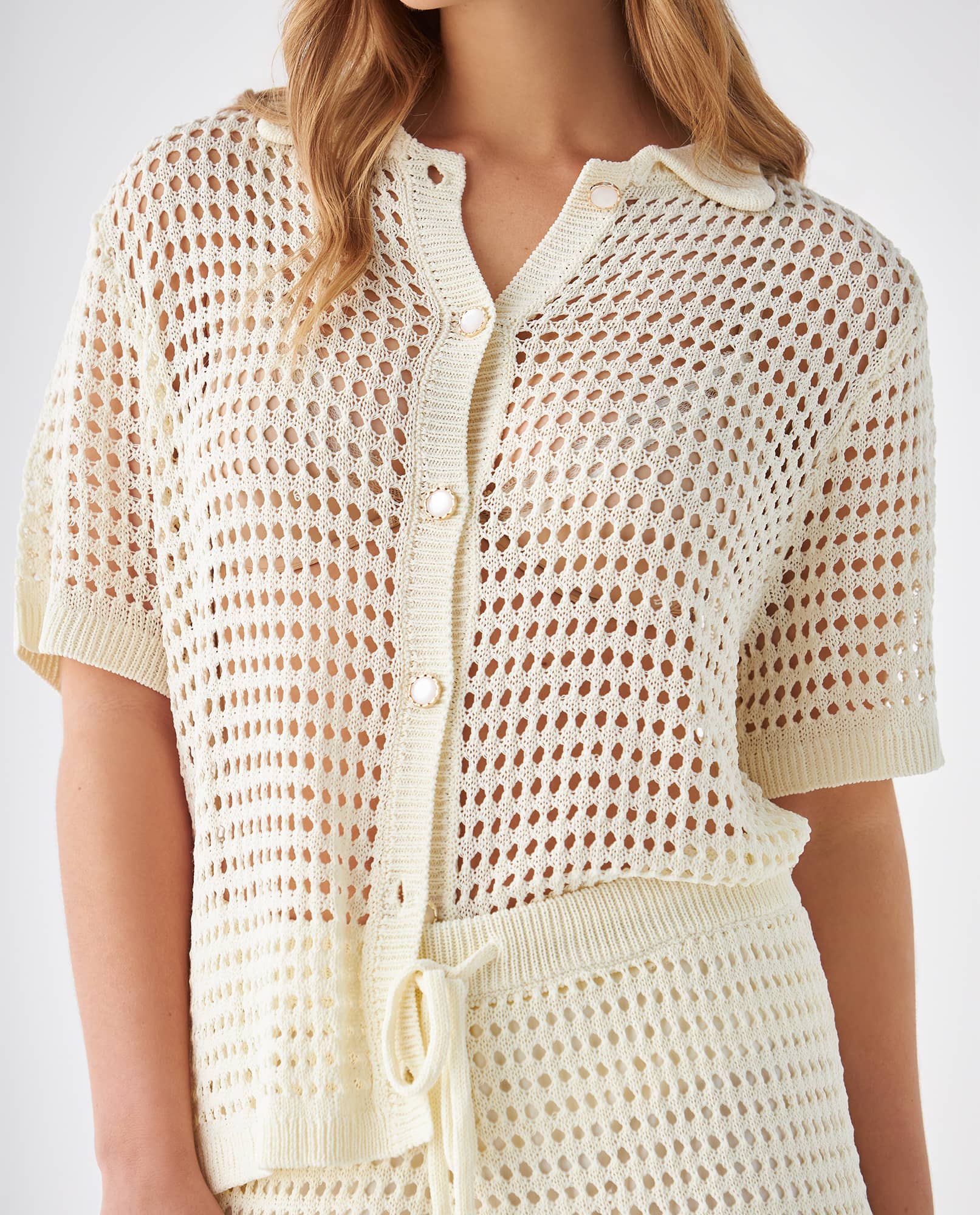 Camisa de tejido amplio para mujer - Crudo 34_669F200_CRU111001_3