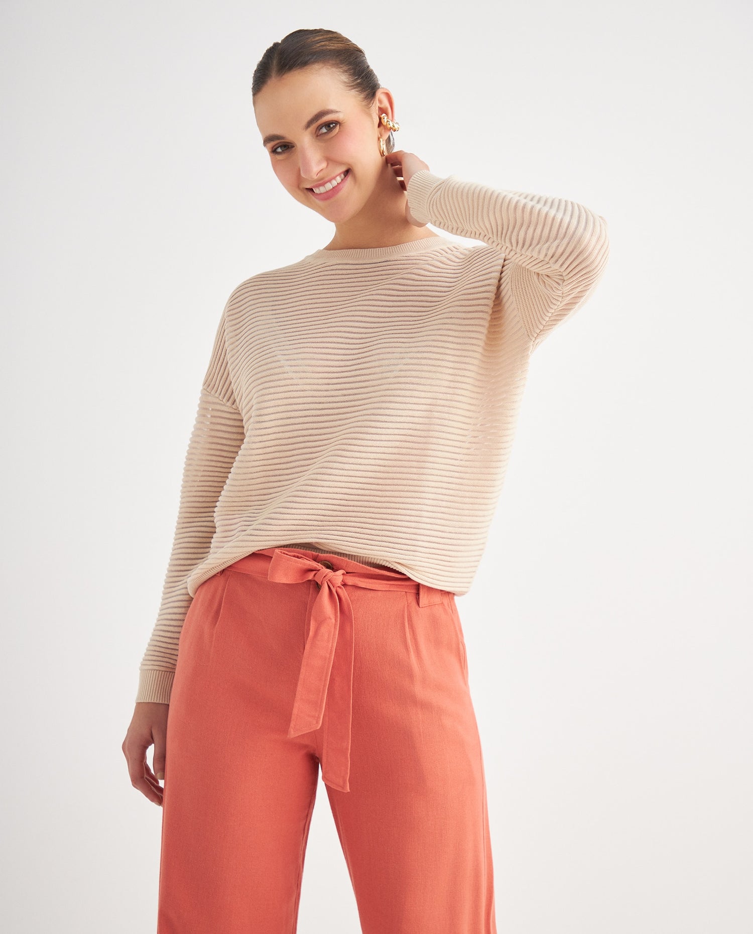 Buzo de tela texturizada para mujer - Beige