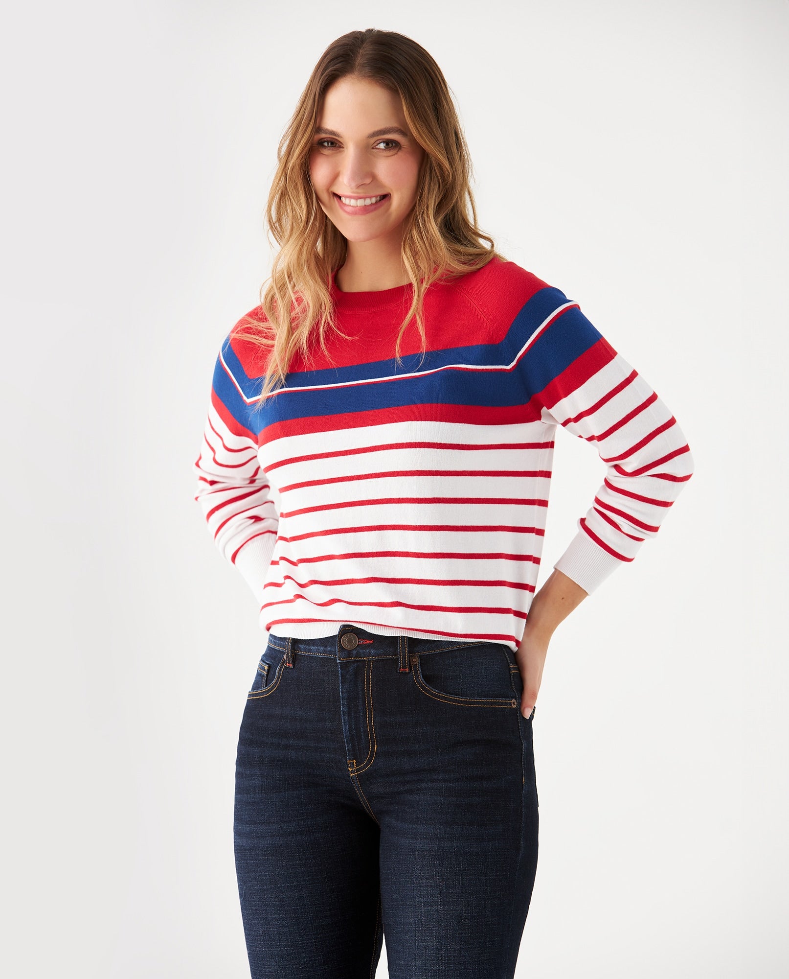 Suéter con diseño a rayas para mujer - Crudo 34_669F220_CRU111001_0