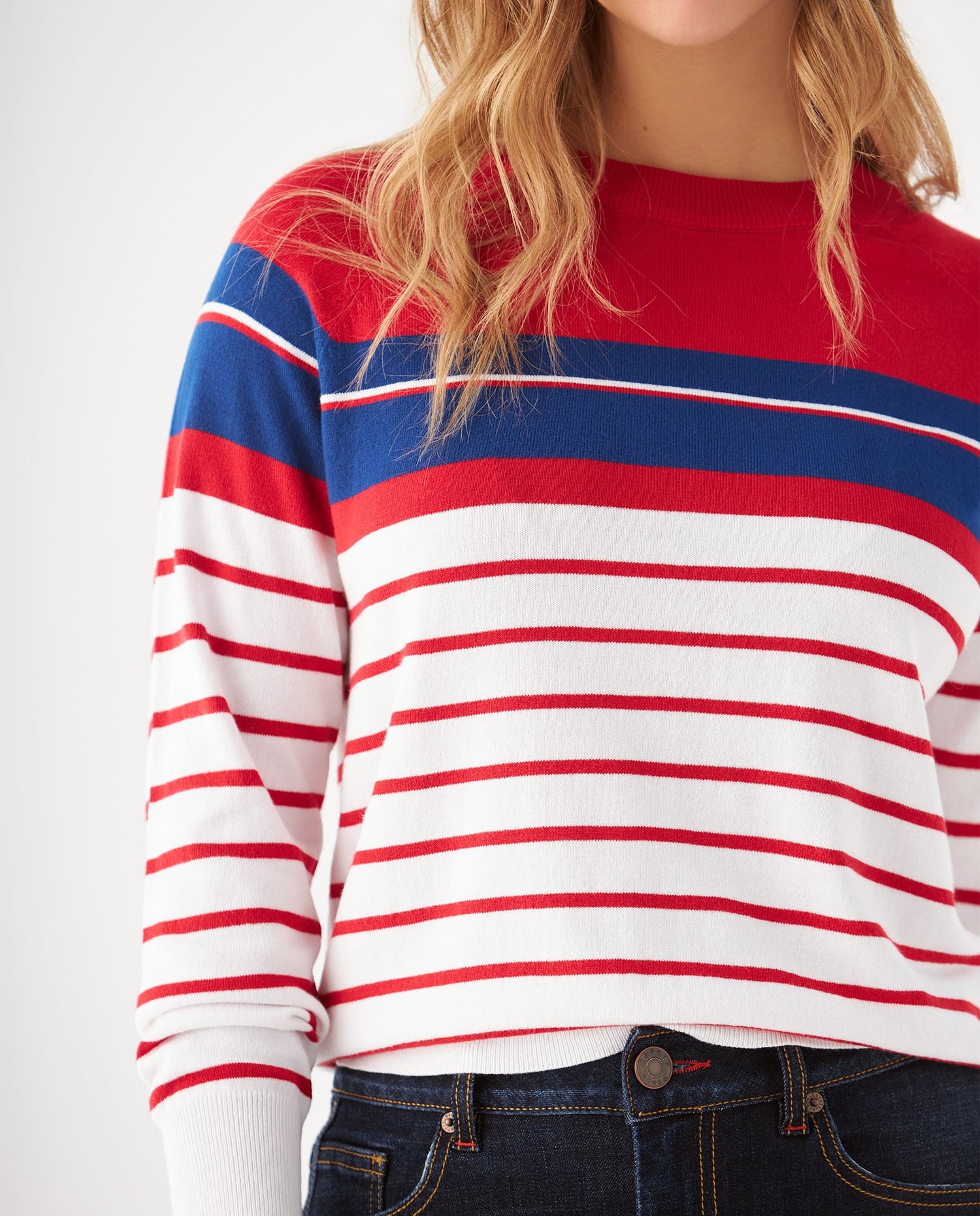 Suéter con diseño a rayas para mujer - Crudo