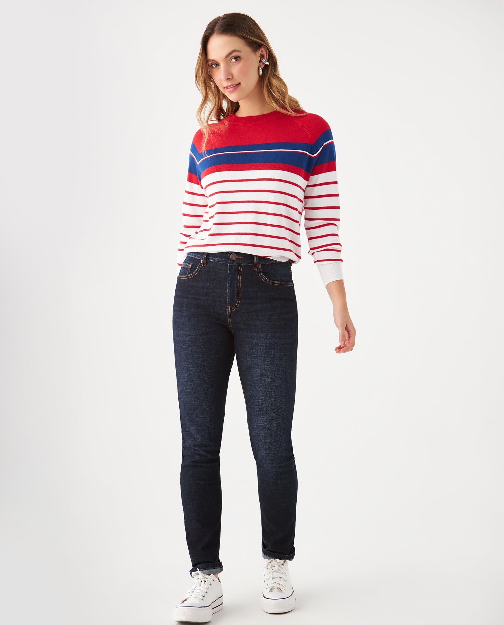 Suéter con diseño a rayas para mujer - Crudo 34_669F220_CRU111001_5