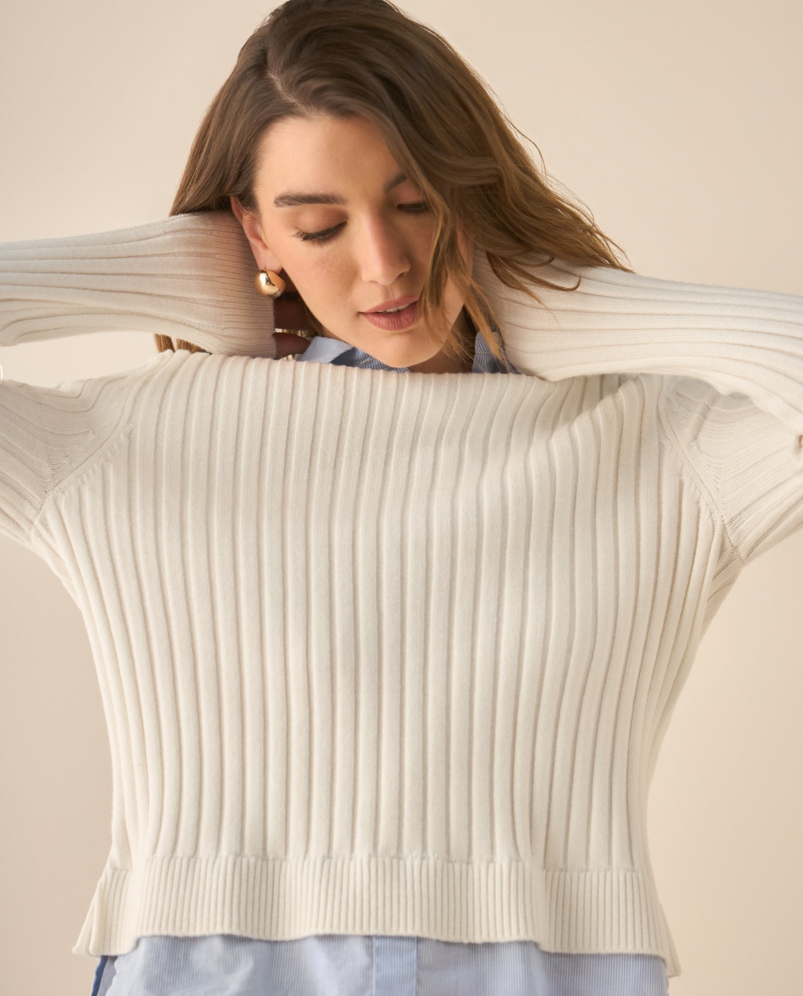 Buzo con textura suave imitación camisa para mujer  - Crudo 34_669G202_CRU110604_4