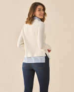 Buzo con textura suave imitación camisa para mujer  - Crudo