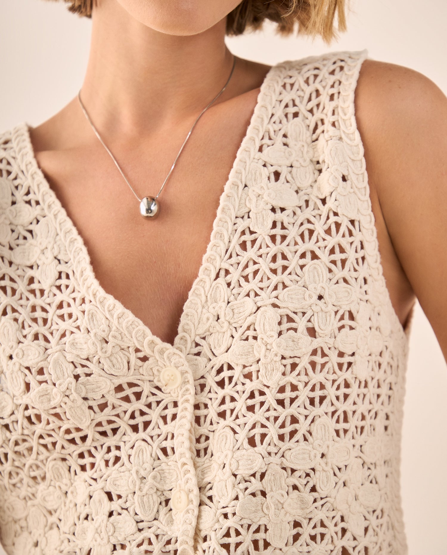 Camisa Tejida Calada Crudo - Crudo
