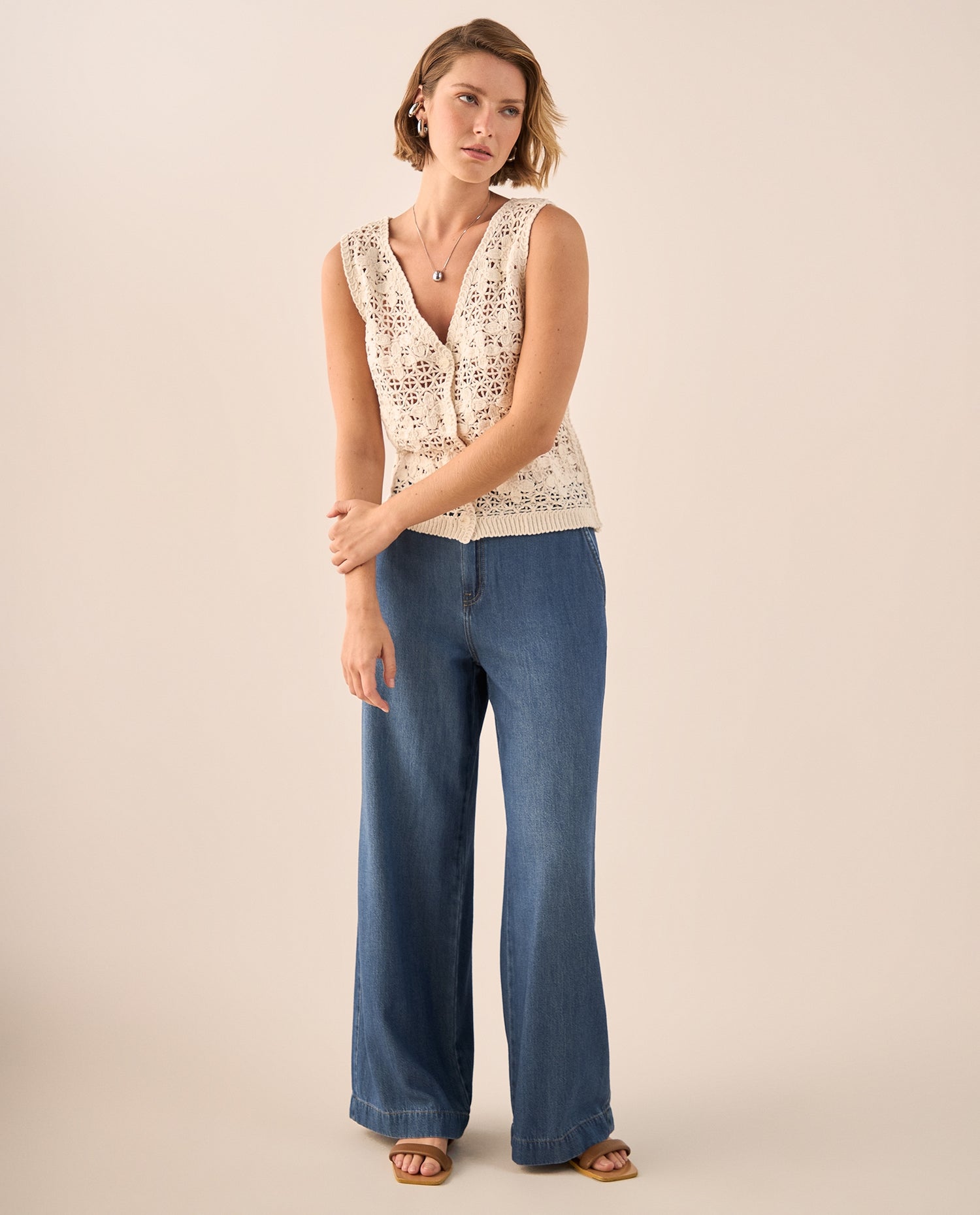 Camisa Tejida Calada Crudo - Crudo