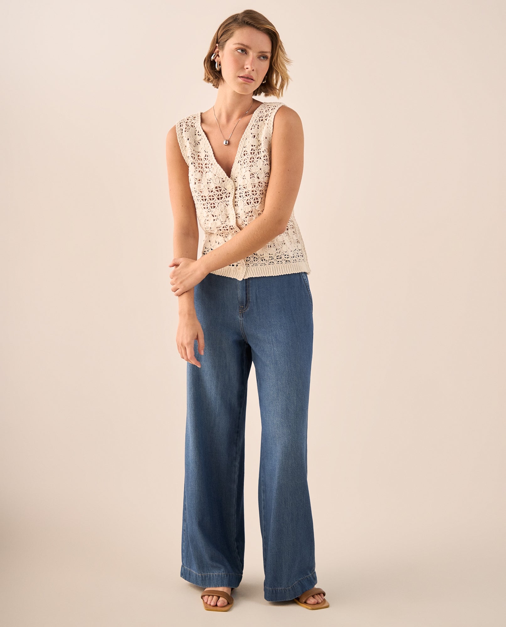 Camisa Tejida Calada Crudo - Crudo 34_669G203_CRU110602_5
