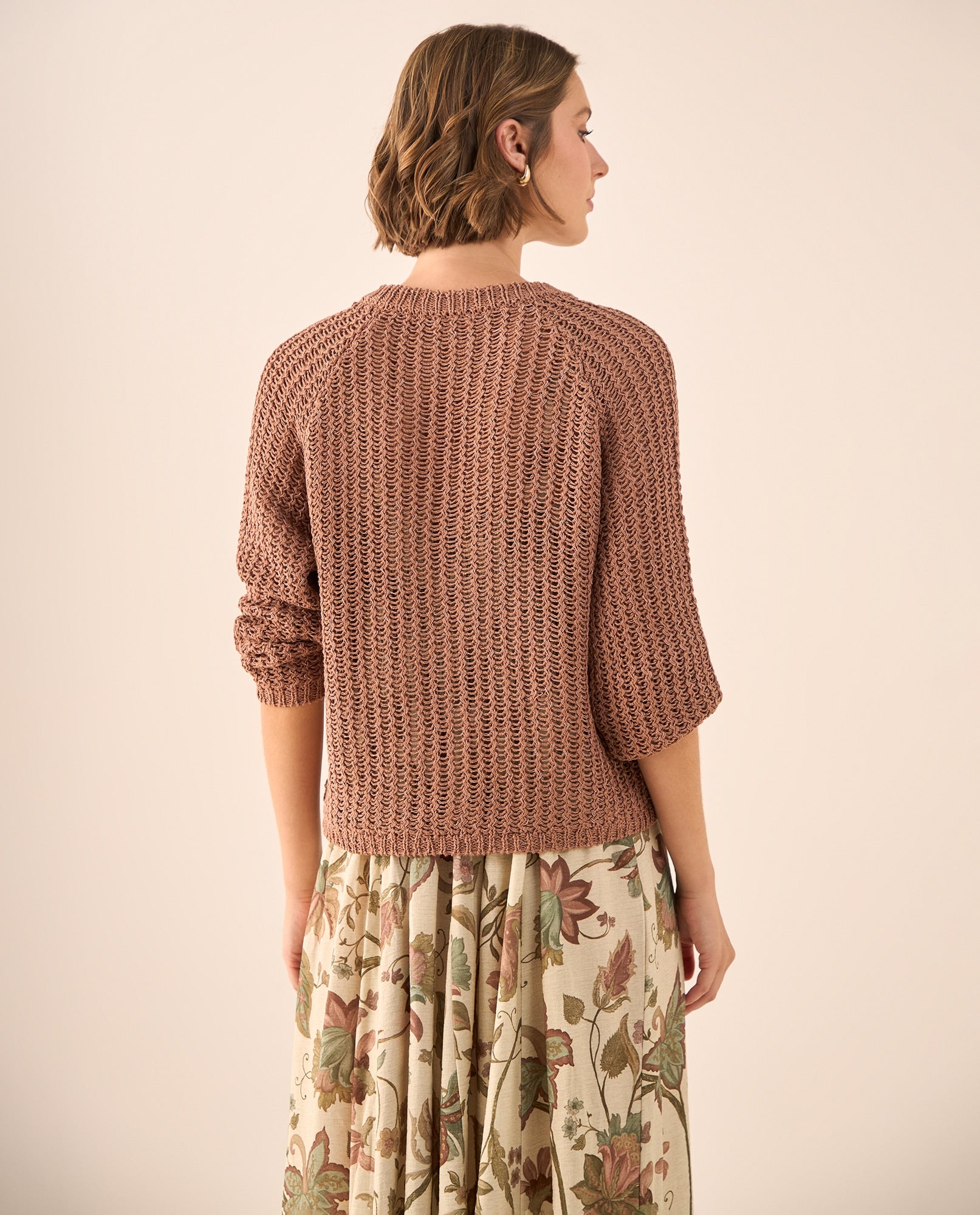 Cardigan Tejido Calado Café Ladrillo - Café 34_669G219_CAF171340_4
