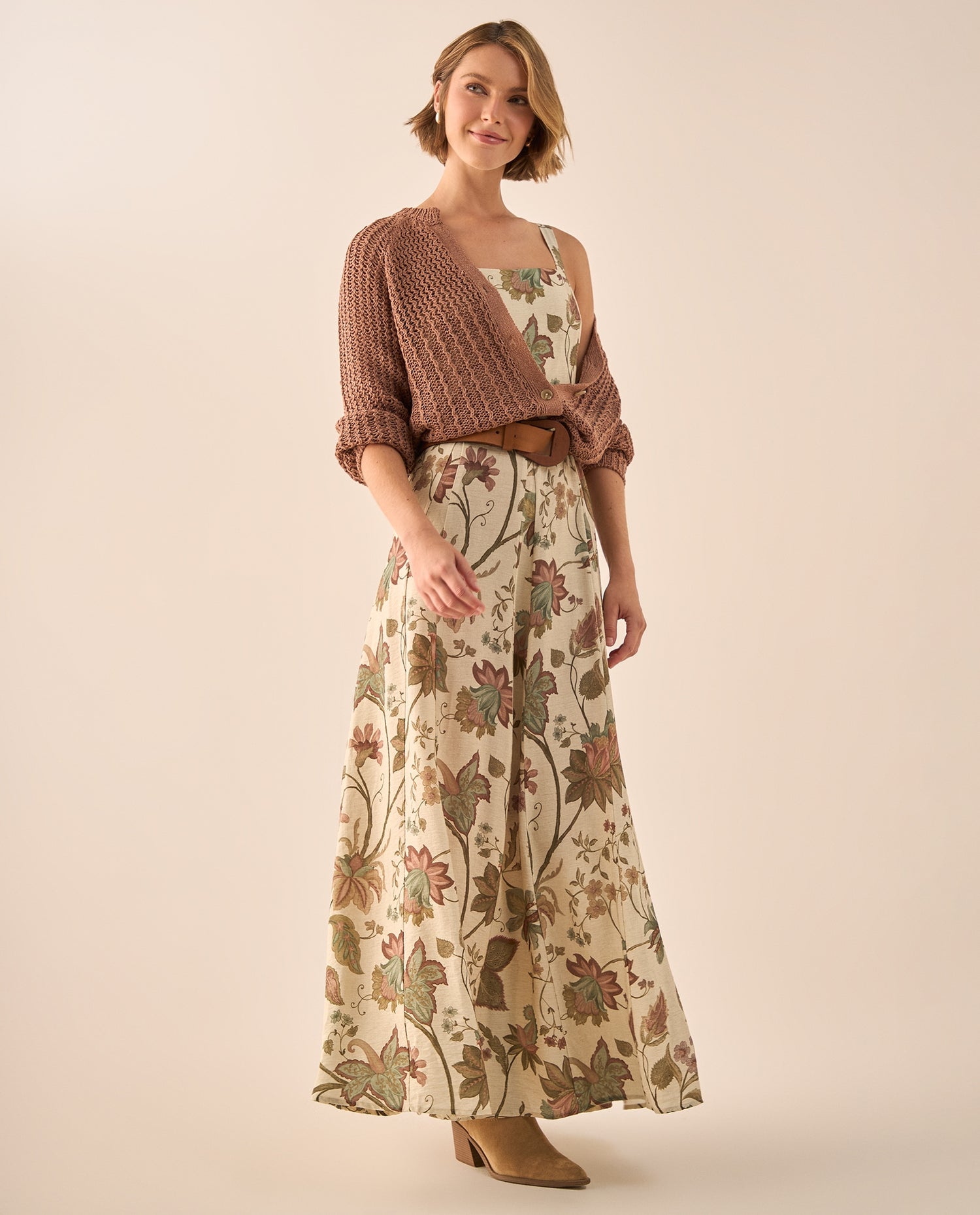 Cardigan Tejido Calado Café Ladrillo - Café