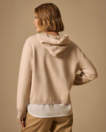 Suéter Beige con Cordones Brillantes y Capucha - Beige