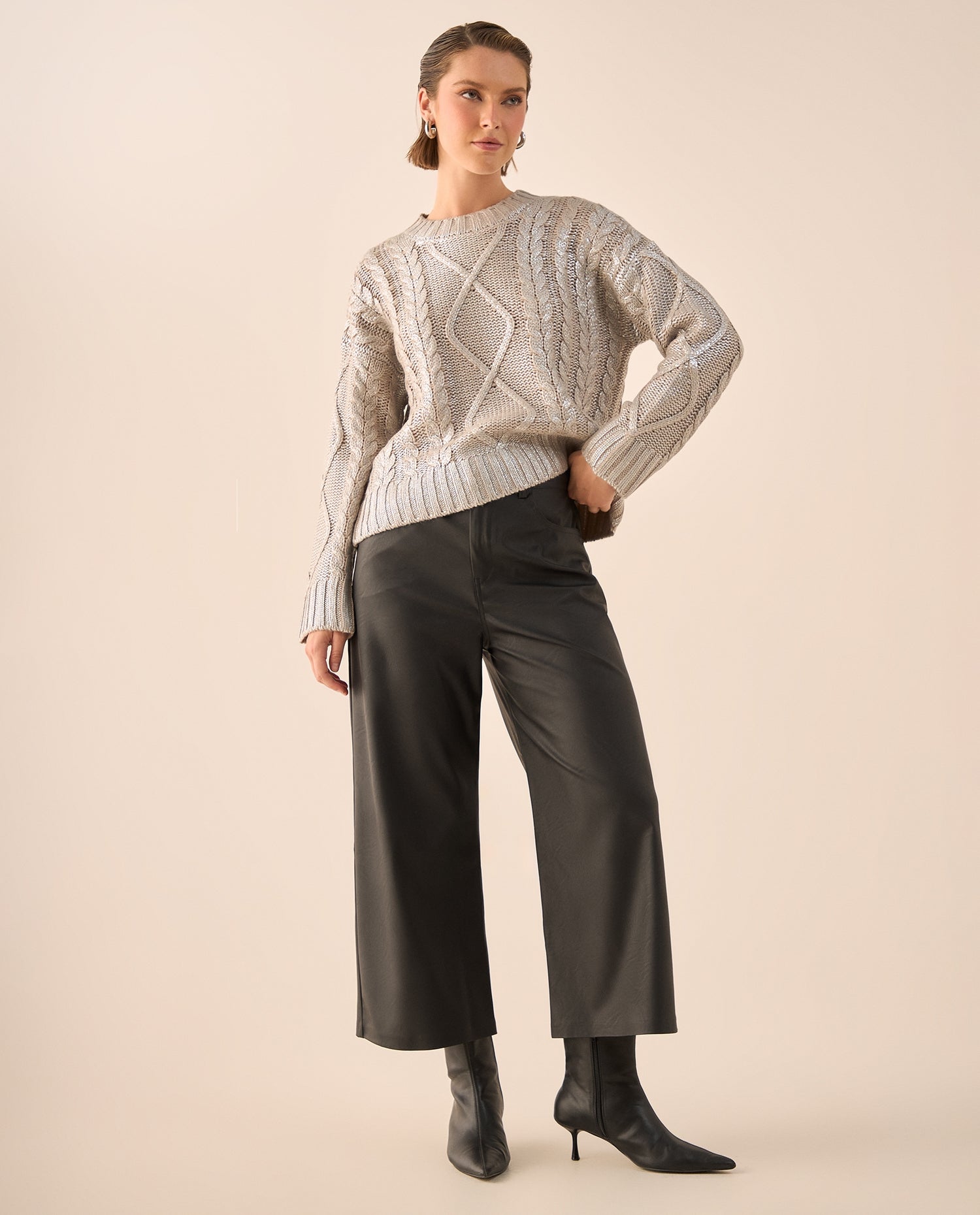 Suéter tejido cuello tortuga - Gris