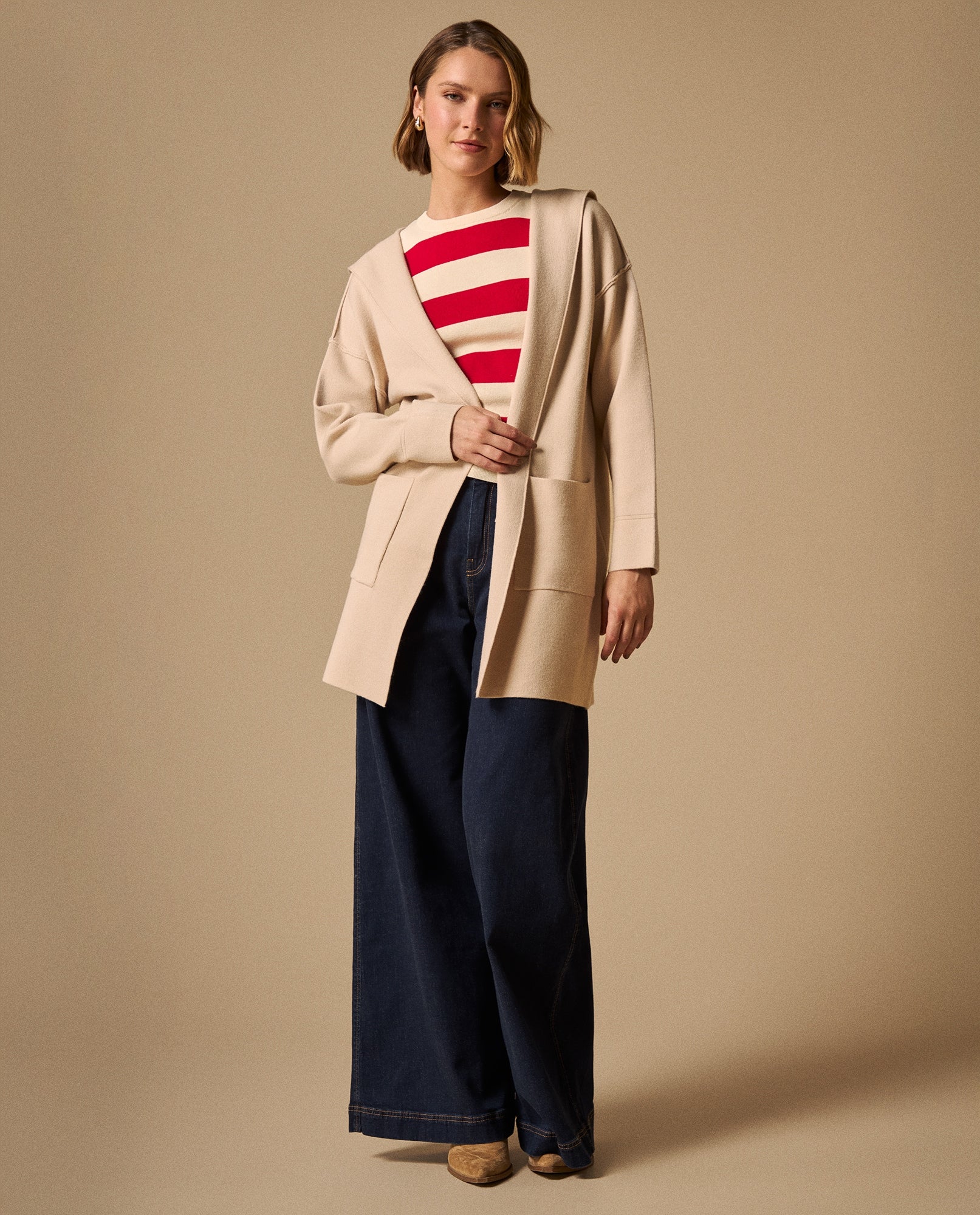 Suéter Tejido Beige con Capucha - Beige 34_669G240_BEI130607_5