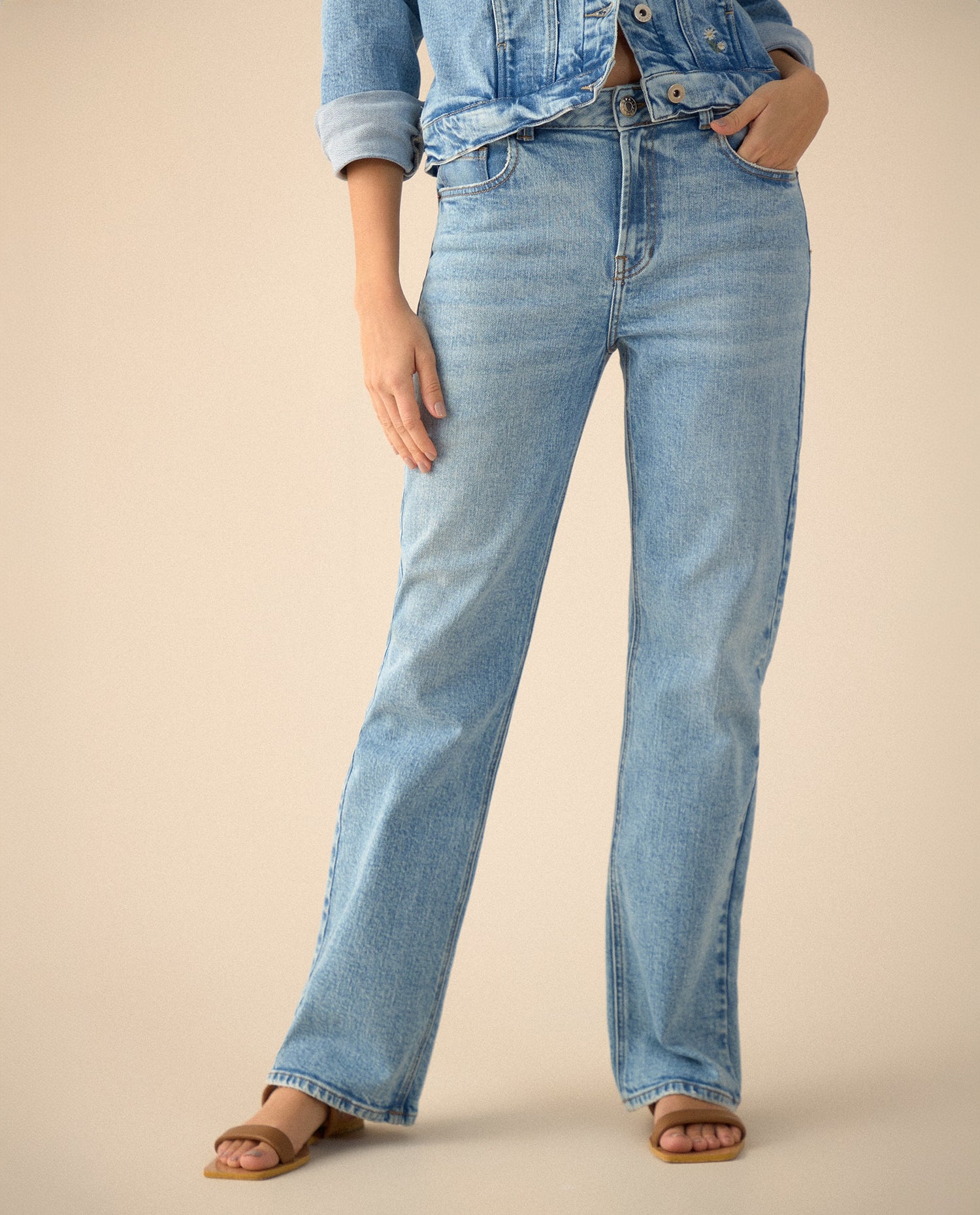 Jean Straight bota recta para mujer - Azul