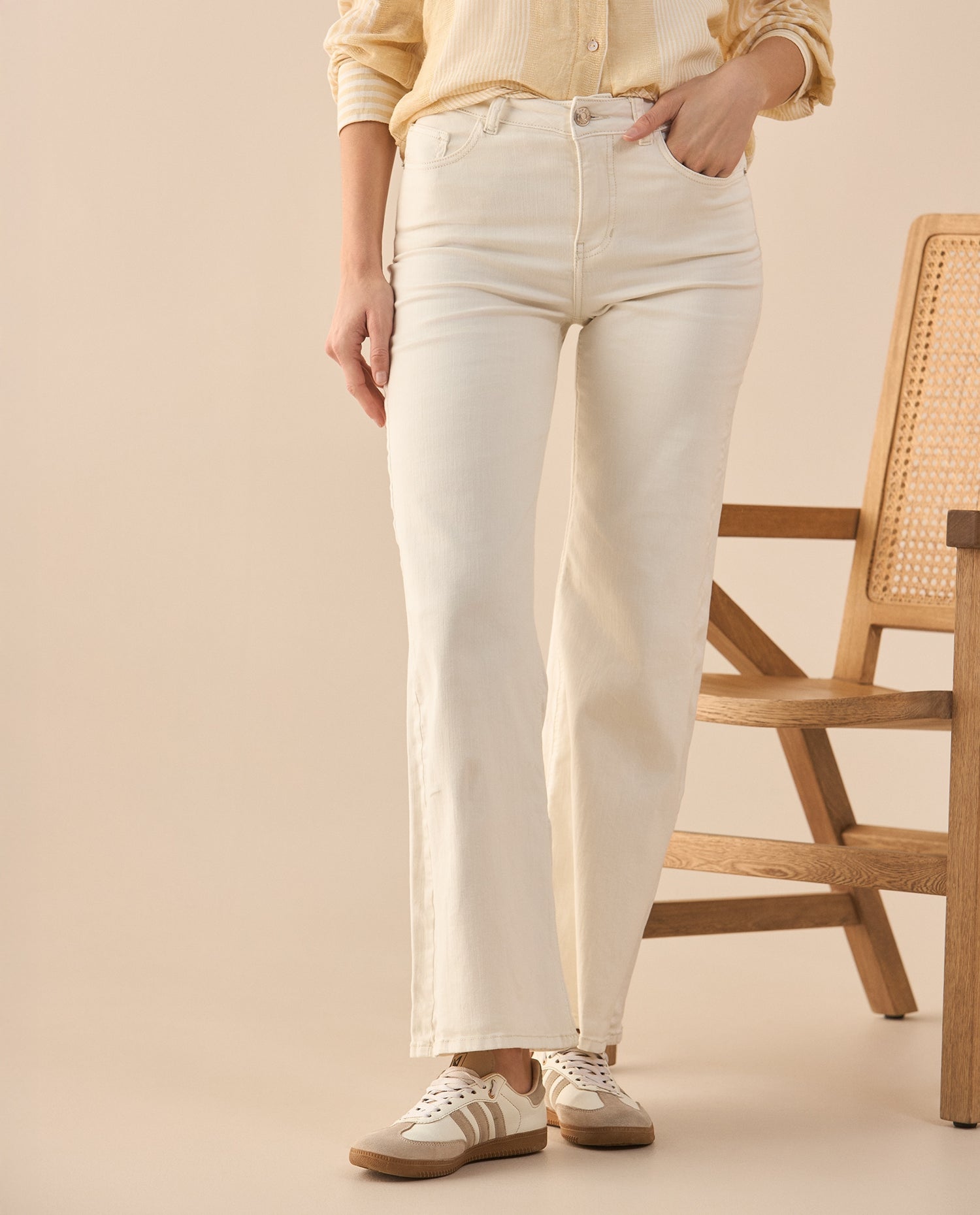 Jean Wide Leg de bota amplia para mujer - Crudo