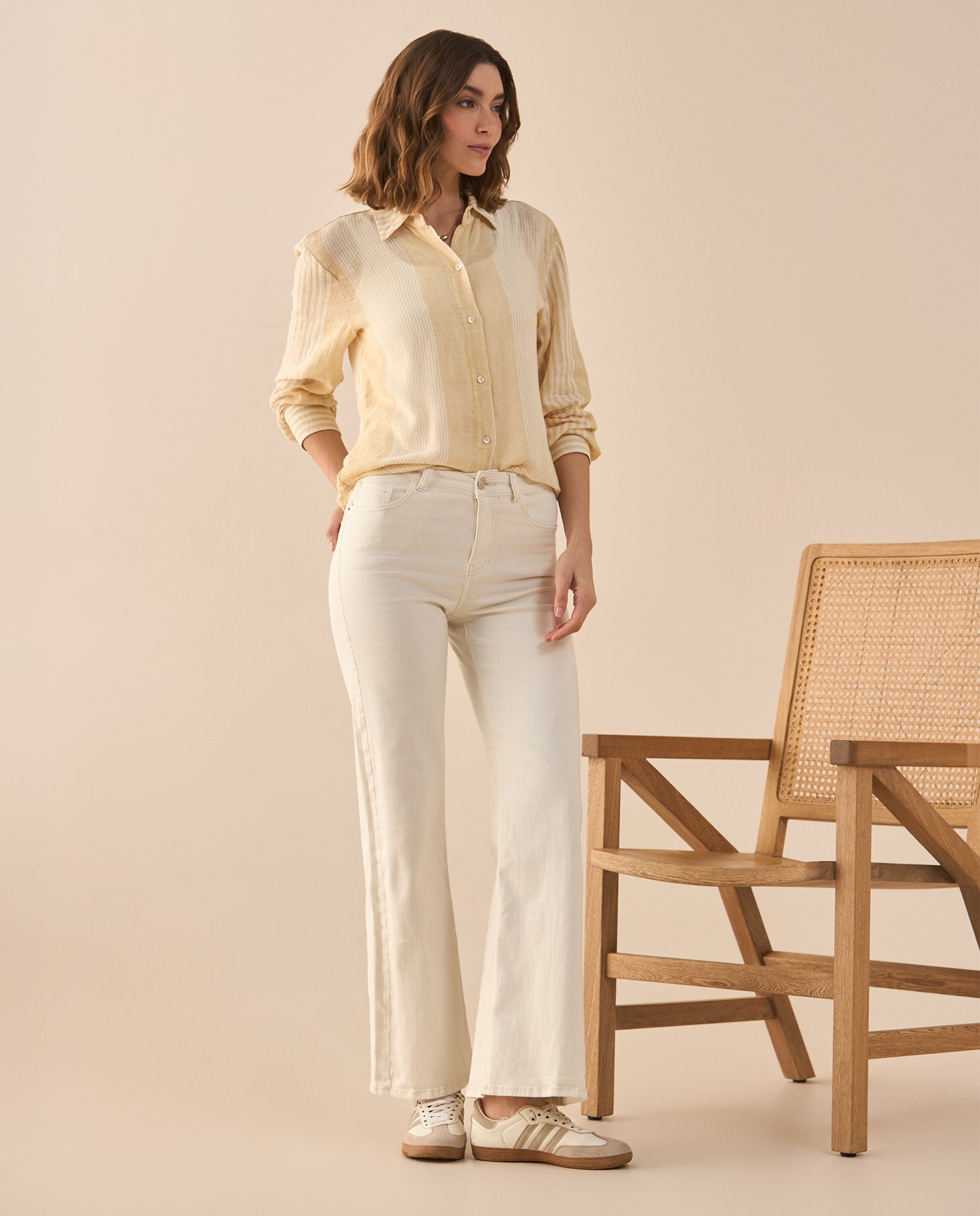 Jean Wide Leg de bota amplia para mujer - Crudo