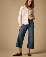 Jean culotte largo crop silueta amplia - Azul