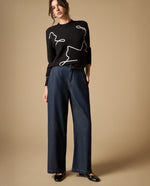 Pantalón chino de algodón liviano pierna amplia - Azul