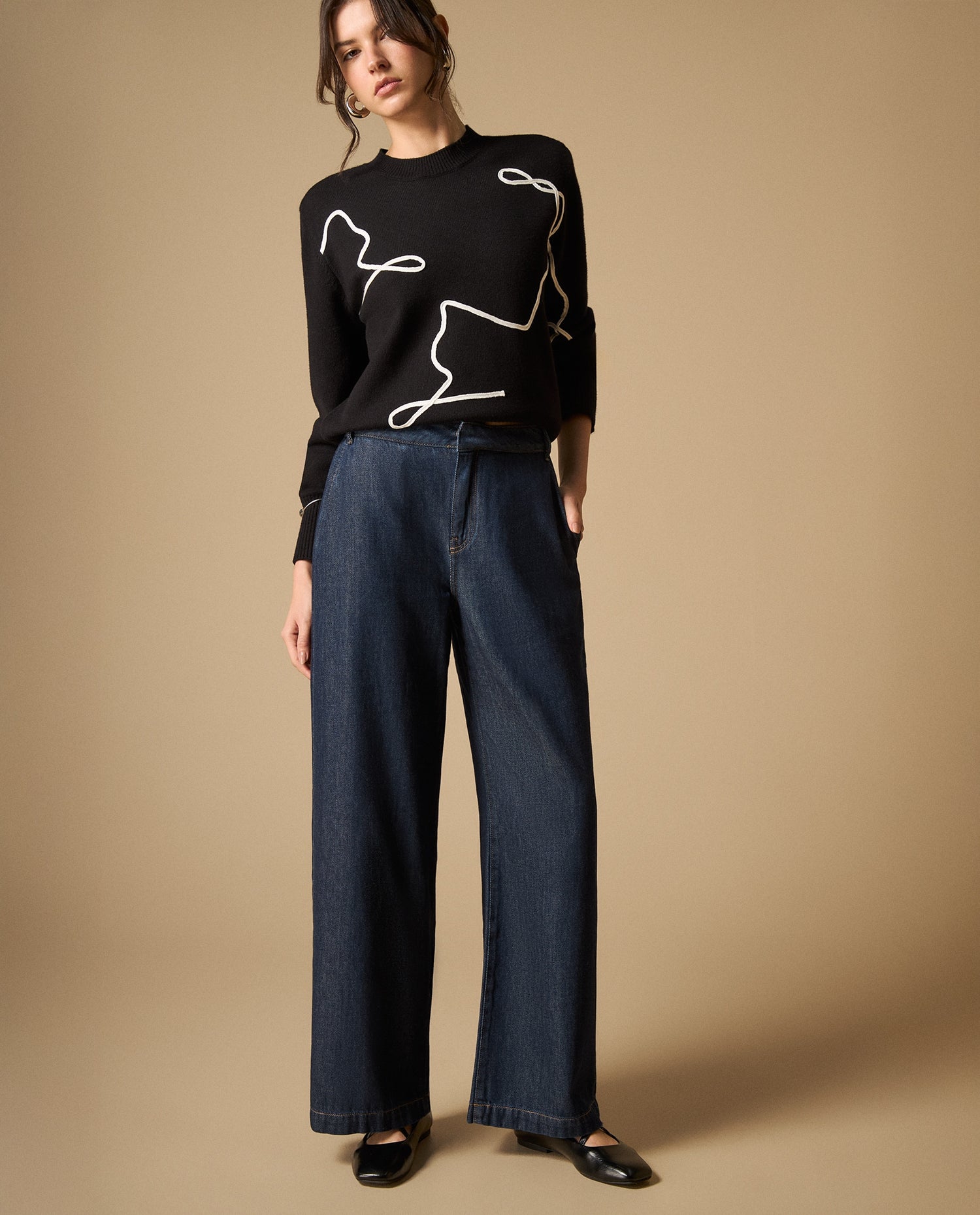 Pantalón chino de algodón liviano pierna amplia - Azul