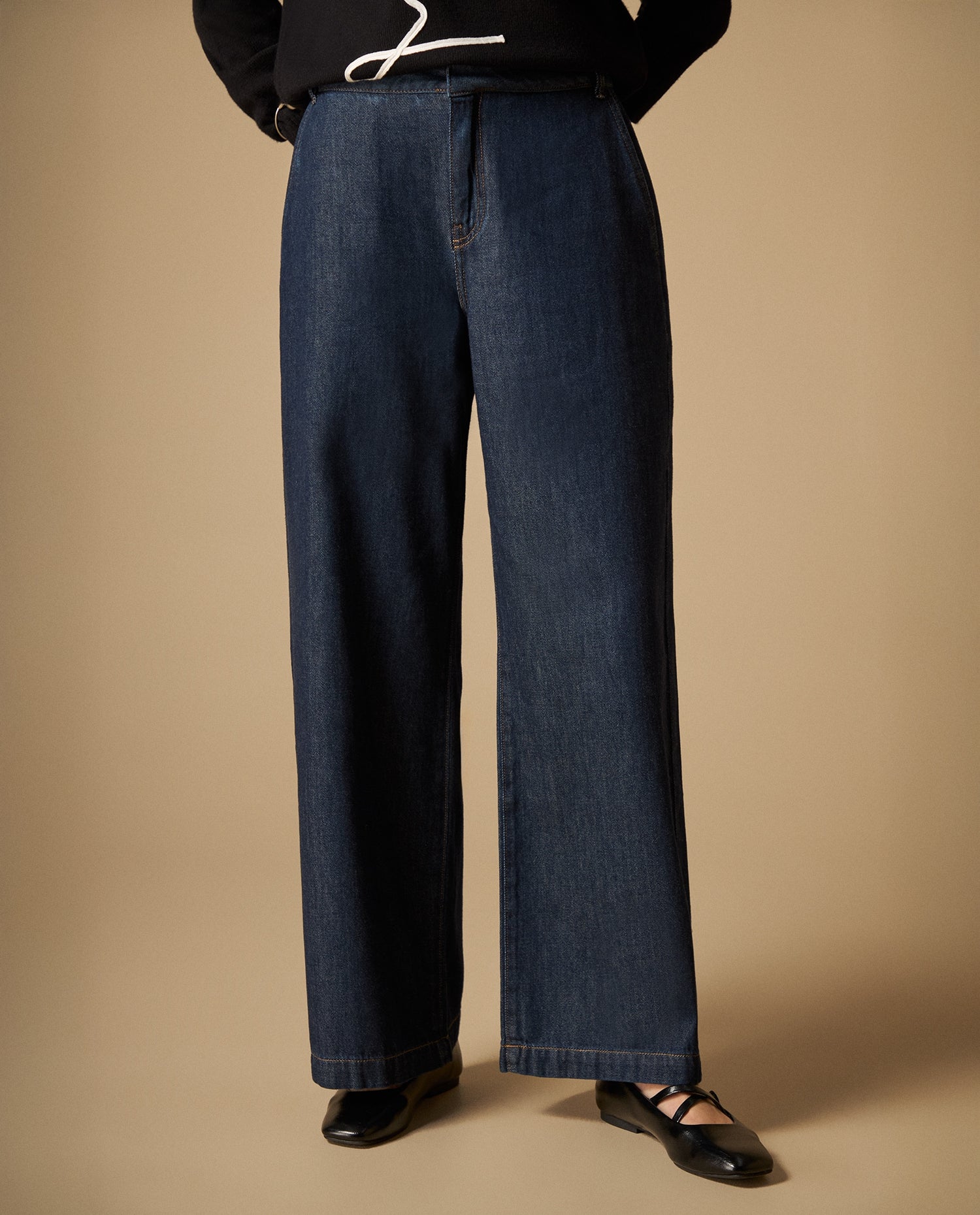 Pantalón chino de algodón liviano pierna amplia - Azul