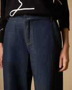 Pantalón chino de algodón liviano pierna amplia - Azul