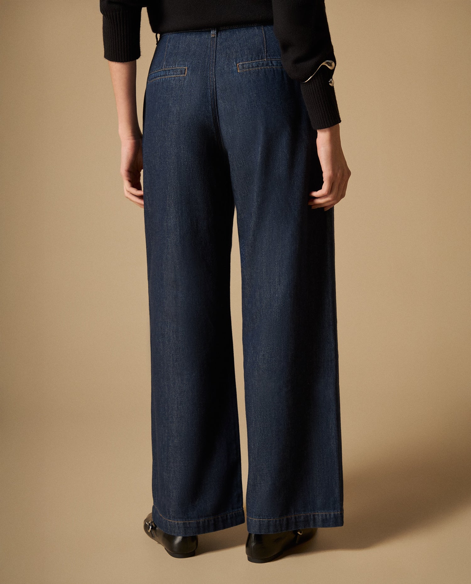 Pantalón chino de algodón liviano pierna amplia - Azul