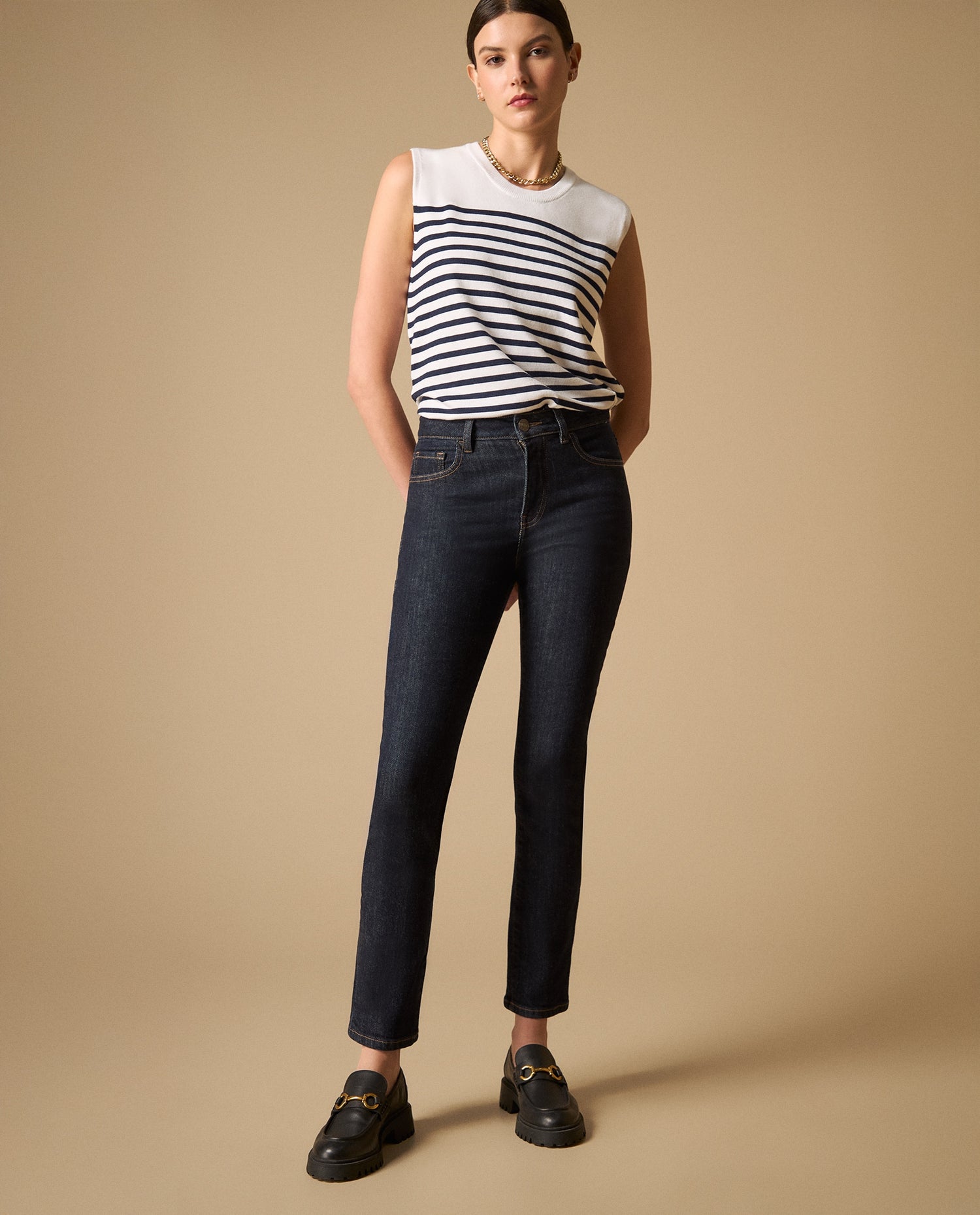 Jean slim con stretch largo regular - Azul