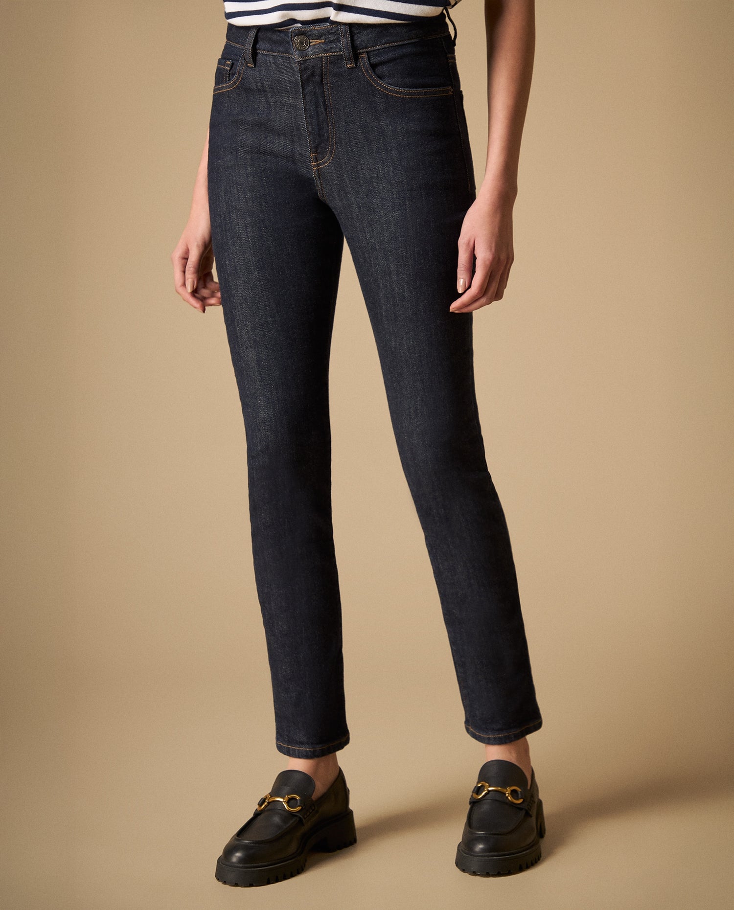 Jean slim con stretch largo regular - Azul