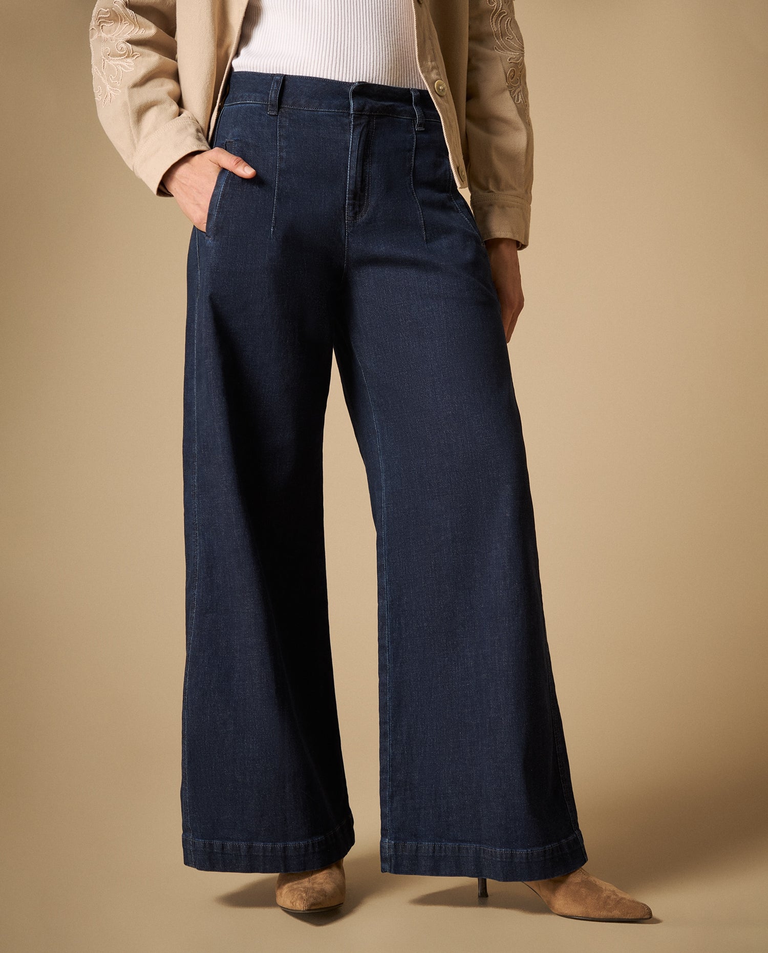 Jean wide leg denim liviano - Azul