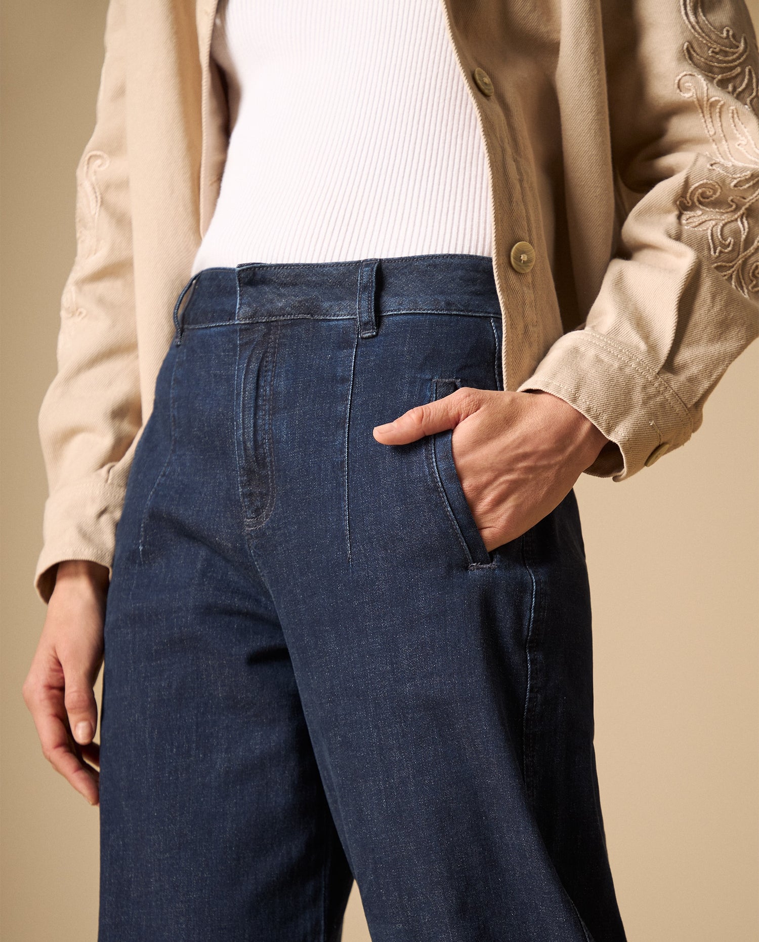 Jean wide leg denim liviano - Azul