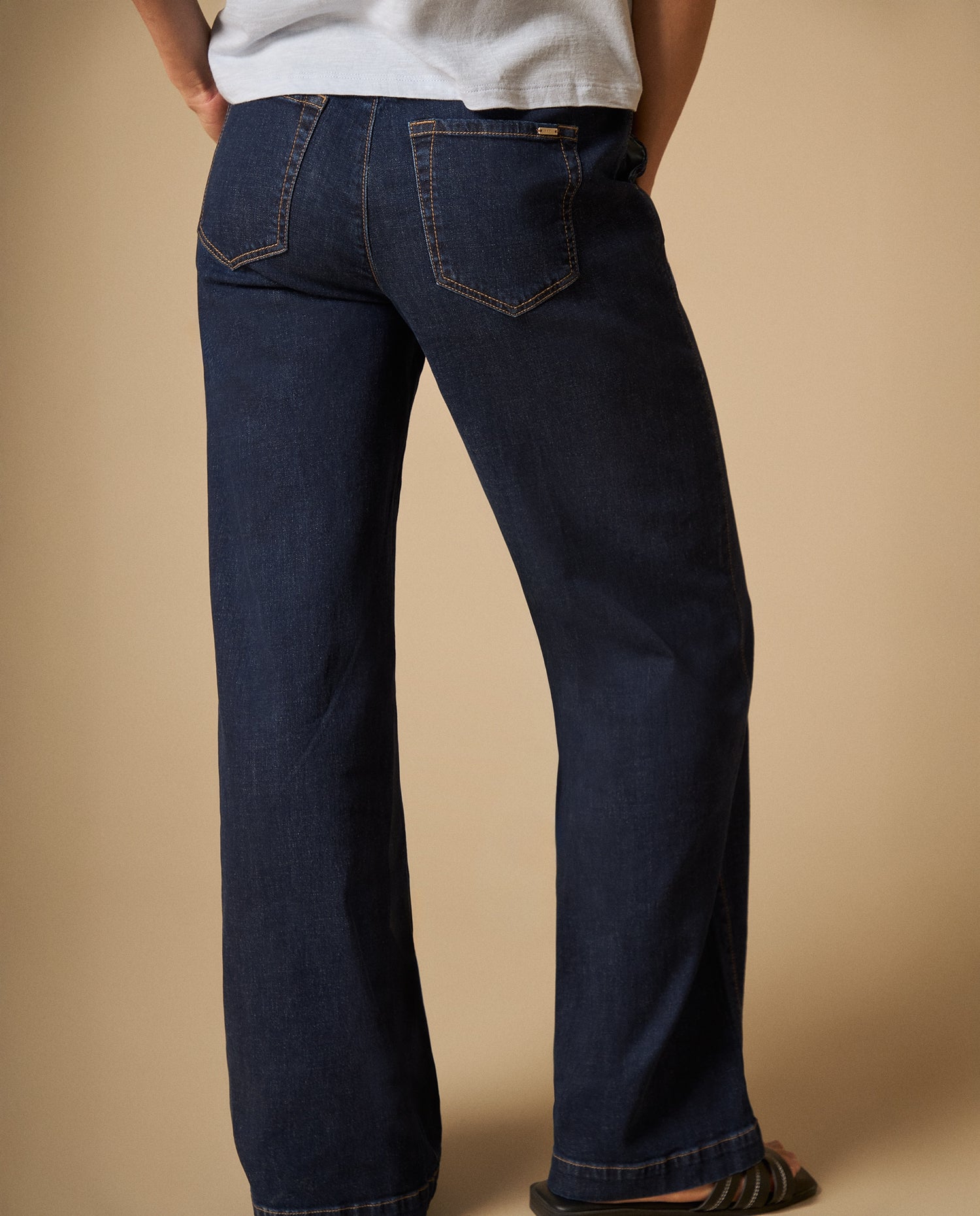 Pantalón denim liviano con pretina elástica y cordón ajustable - Azul