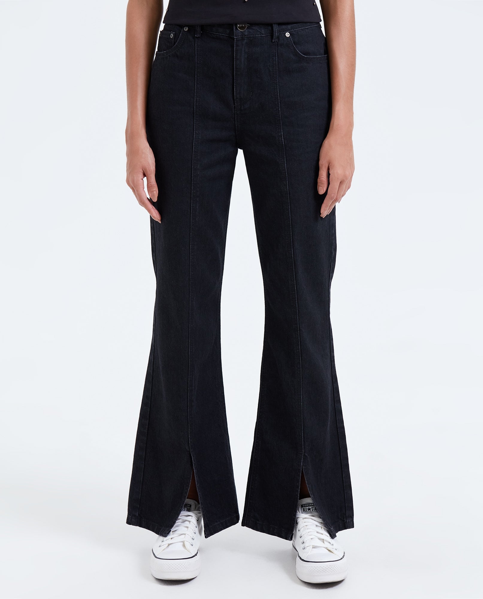 Jean Flare oscuro para mujer - Negro 34_672E014_A02759_3