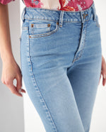 Jean Straight tono medio para mujer - Azul