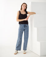 Jean con apliques de estrellas para mujer - Azul