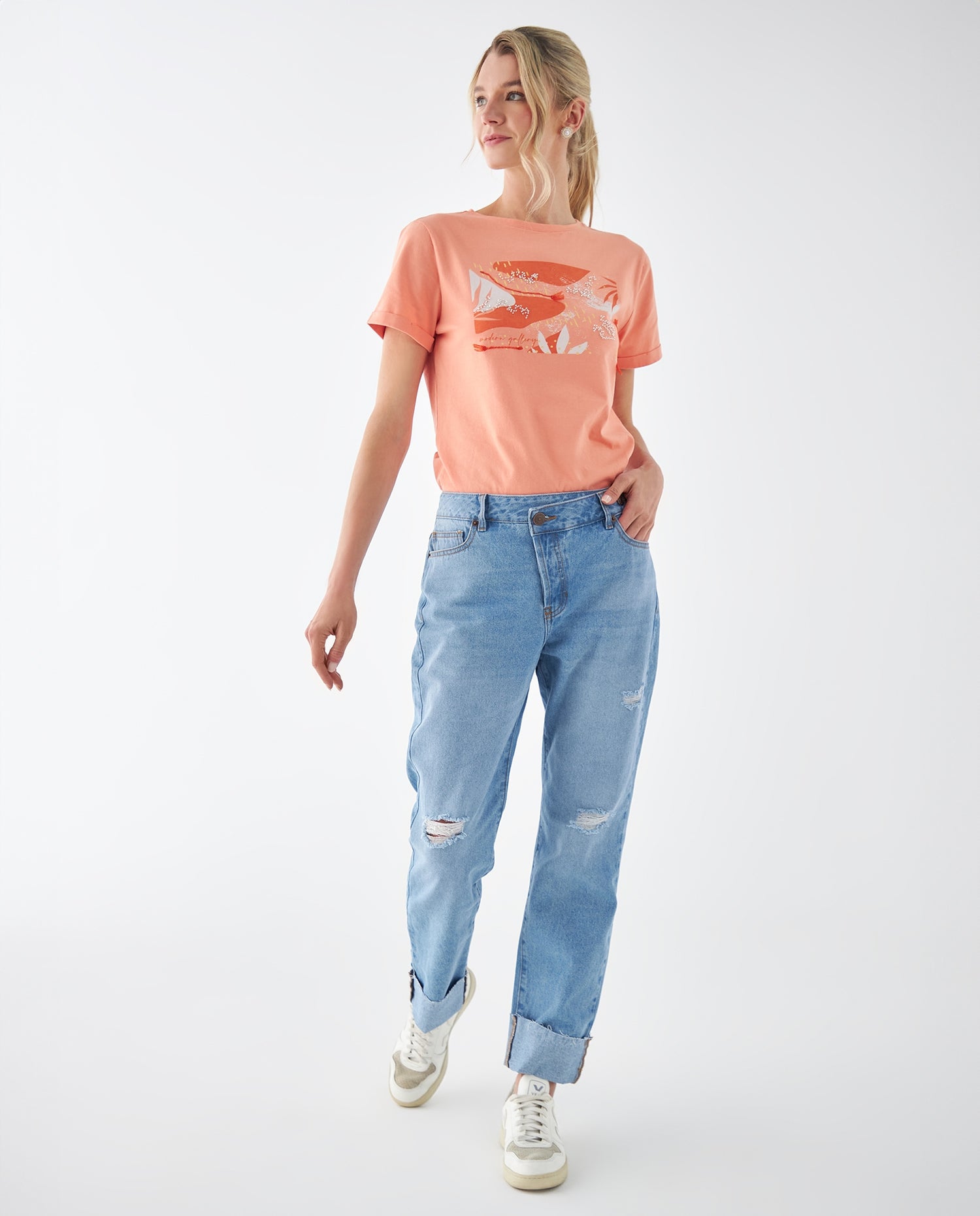 Jean con ajuste cruzado para mujer - Azul