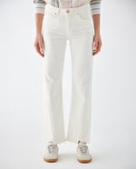 Jean Straight con ruedo al corte para mujer - Crudo