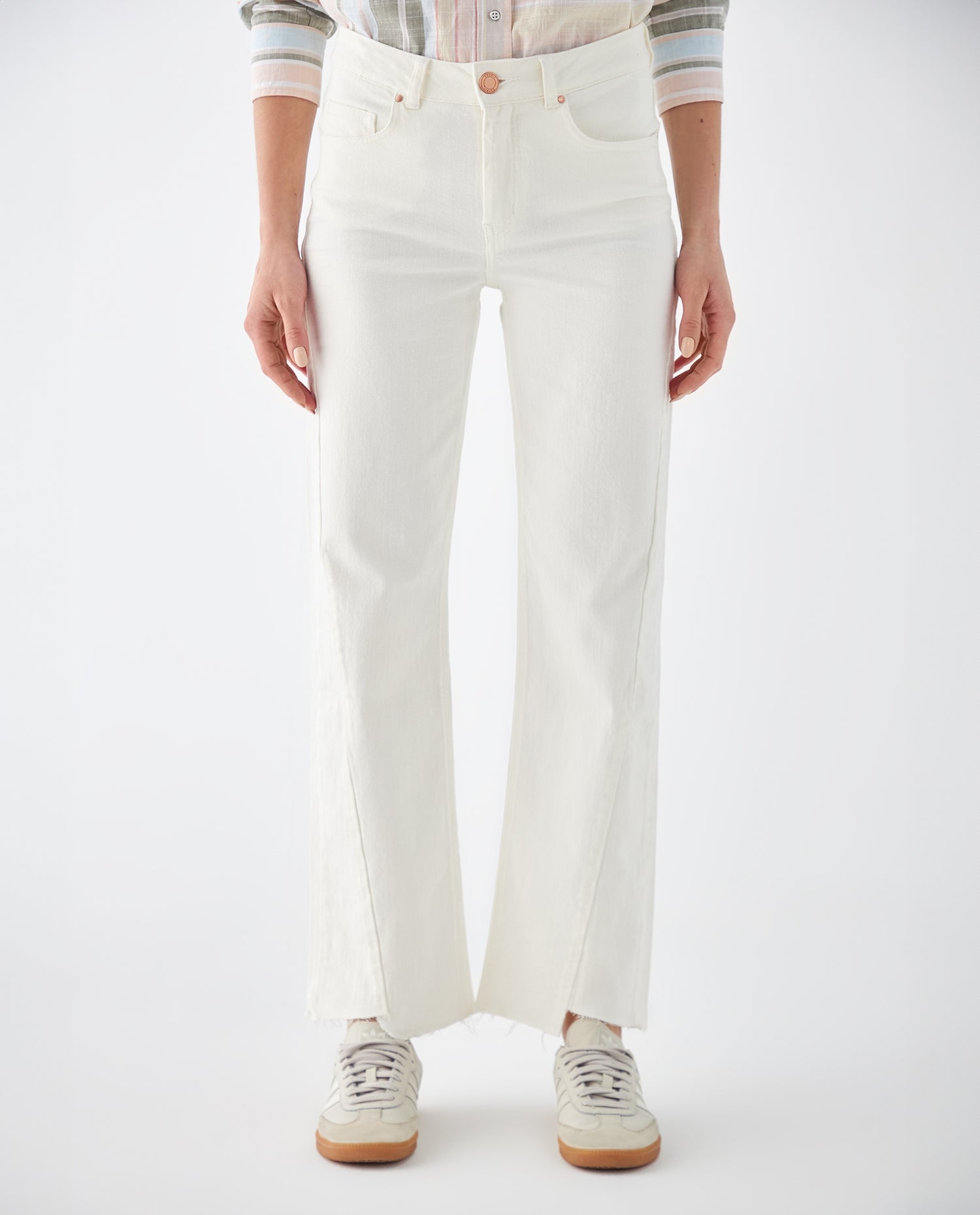 Jean Straight con ruedo al corte para mujer - Crudo