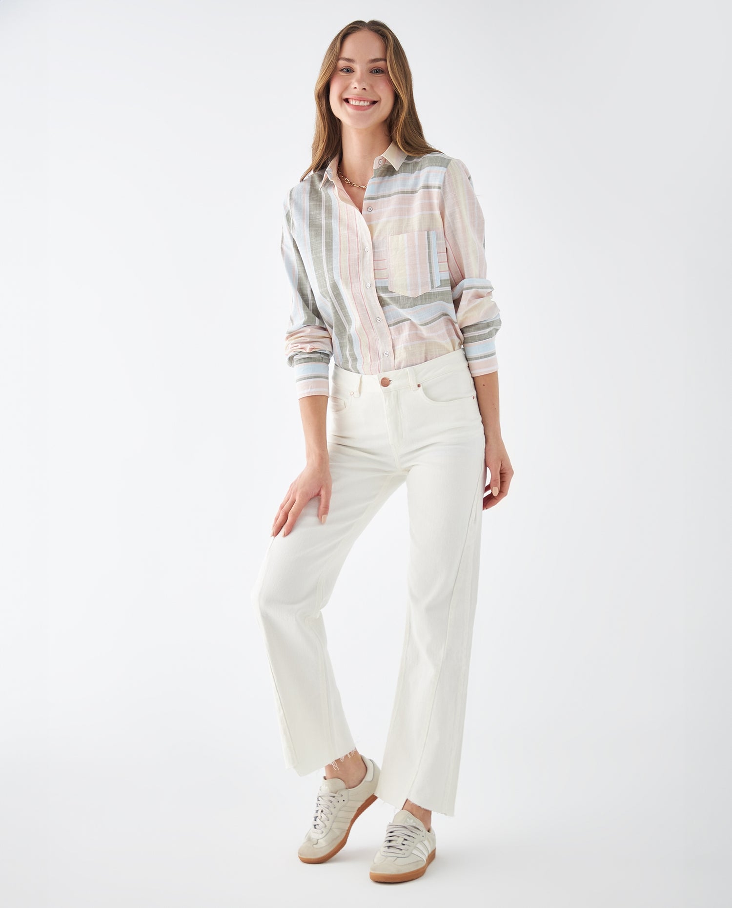 Jean Straight con ruedo al corte para mujer - Crudo