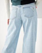 Jean Wide Leg con rotos para mujer - Azul